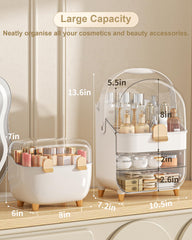 Anylady rose gold makeup organizer with drawer display for easy access and tidy vanity.