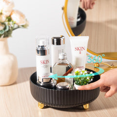 Anyoifax 360-degree rotation lazy susan enables quick product selection on the vanity.