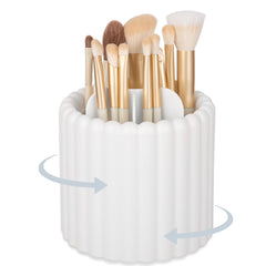 Anyoifax 360 rotating makeup brush holder front view keeps brushes organized and accessible.