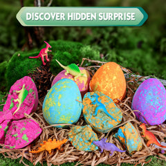 Aofmee dinosaur surprise bath bomb showing interior toy and egg