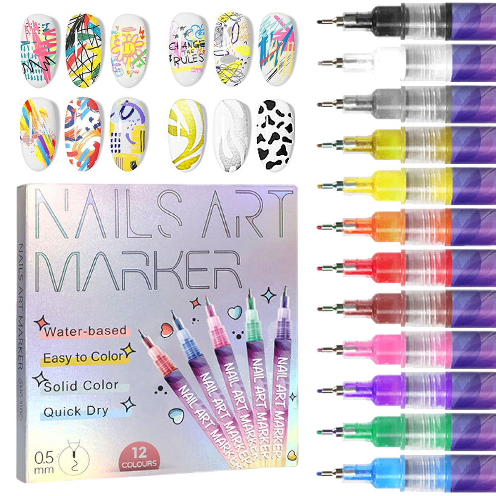 AOKELEON nail art pens set cap closeup showing vibrant pigments for precise color control