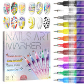 AOKELEON nail art pens set cap closeup showing vibrant pigments for precise color control