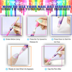 AOKELEON nail art pens set tip detail fine 0.5 mm for tiny intricate lines