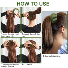 Aokid Bird Nest Magic Hair Clip in-use to create quick ponytail