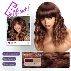 Aokiya Bob Wavy Wig side view shows shoulder-length silhouette for quick office-to-party transitions.