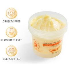 Aomimegel collagen hair mask with argan oil ingredients emphasizes nourishing shine and softness.