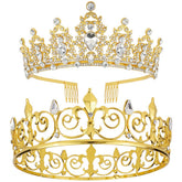 AOPRIE King Artemis crown in gold with crystals for regal weddings and events
