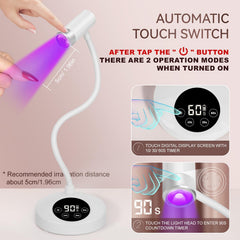 AORAEM UV LED Nail Lamp gooseneck extended reach enables flexible positioning.