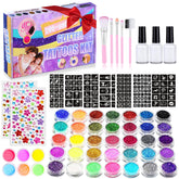 Aottom 492 glitter tattoo kit box for kids, ready-made party art and lasting sparkle.