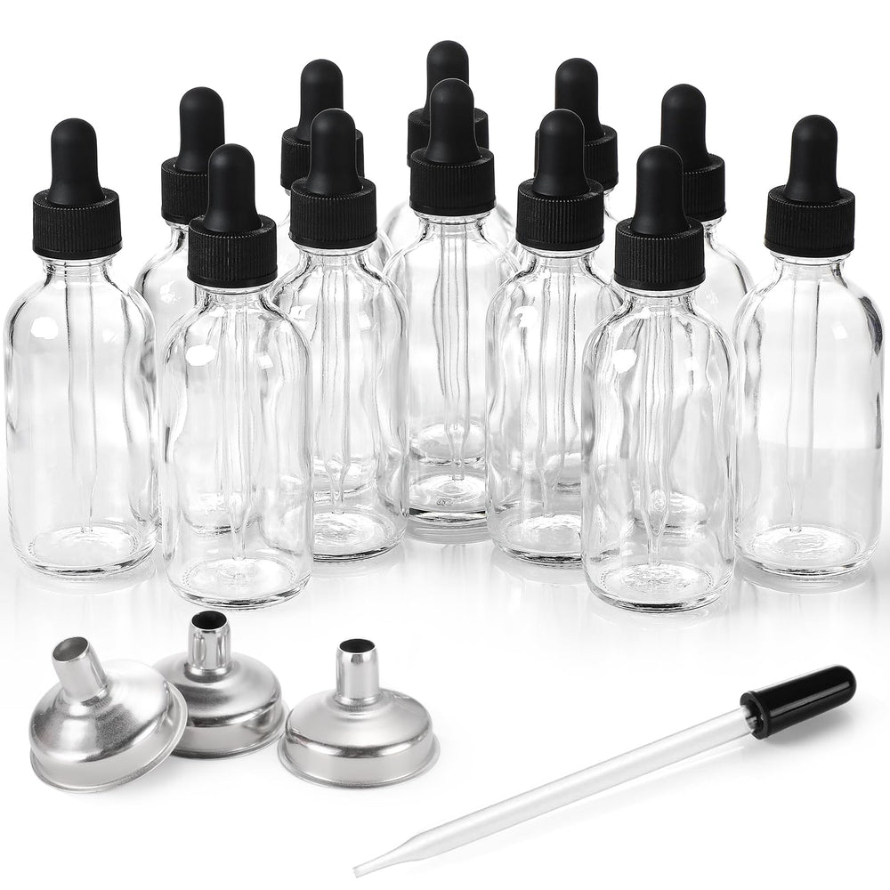 AOZITA 12-pack glass eye dropper bottles for travel and storage