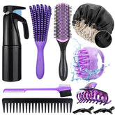Aozzy 10-piece detangling brush set packaging showing components for curl care