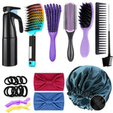 Aozzy 12Pcs Detangling Brush Set with 9-row nylon detangler for easier curl styling.