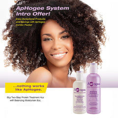 Aphogee protein treatment application on hair for improved texture
