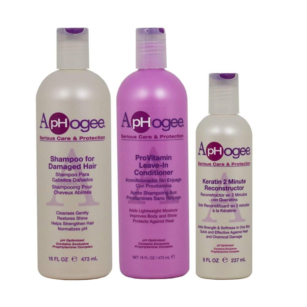 ApHogee Shampoo for Damaged Hair bottle demonstrates gentle cleansing for color-treated hair.