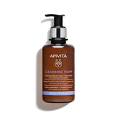 Apivita Cleansing Foam bottle with olive, lavender and propolis for gentle daily cleansing of face and eyes