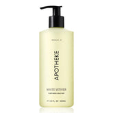 APOTHEKE White Vetiver hand soap bottle front for premium bathroom ambiance and hydration