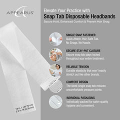 APPEARUS headband fast attachment shown during a beauty procedure.