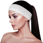 APPEARUS headband closeup with single-snap tab for secure facial treatments.