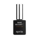 APRÉS Base Gelcoat X bottle close-up highlighting rubberized base for stronger grip and smoother foundation.