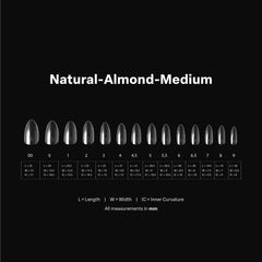 APRÉS Gel-X almond box demonstrates thicker free edge for stronger, durable extensions.