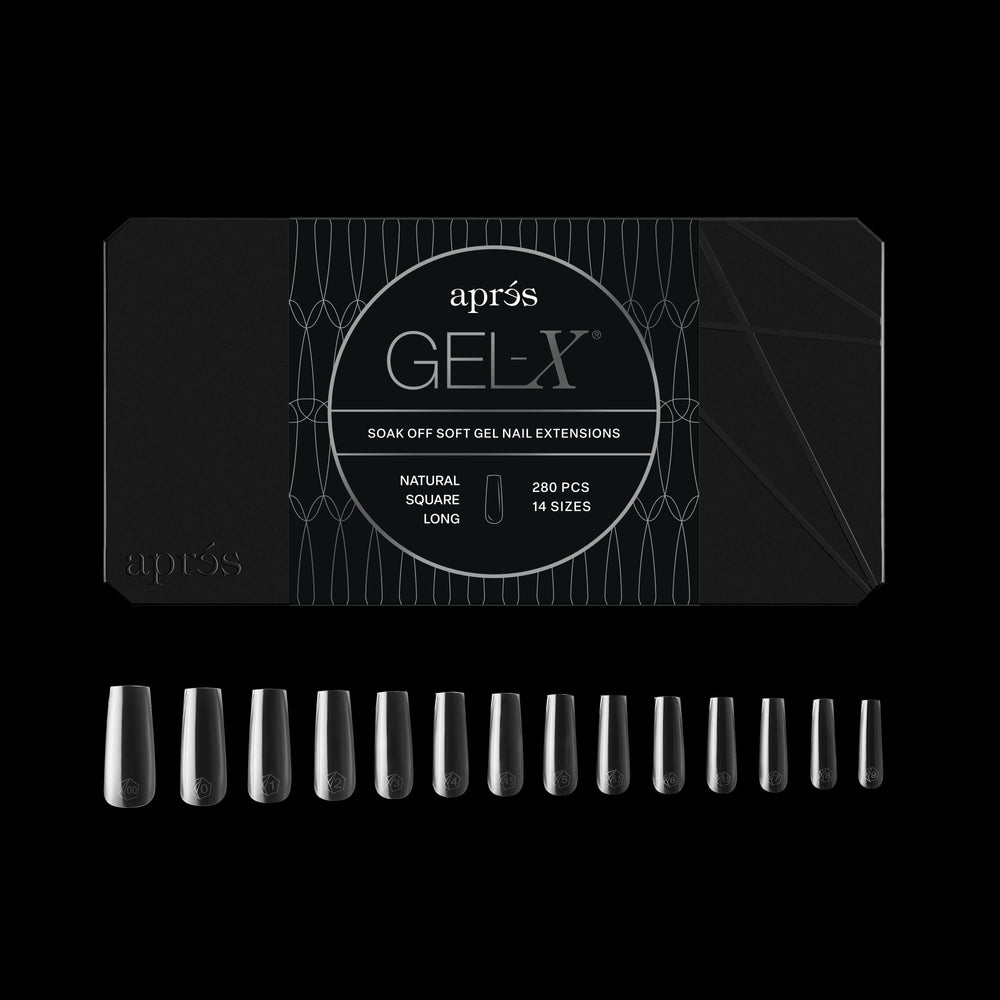APRÉS Gel-X natural square long tips in 280-count box for precise fit