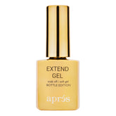 APRÉS Nail Extend Gel gold bottle closeup for easy Gel-X adhesion.