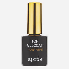 APRES Non-Wipe Glossy Top Gelcoat bottle close-up with high-shine, chip-resistant finish.