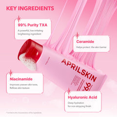 APRILSKIN Bubble Gum cleanser on the face illustrates deep cleansing and makeup removal.
