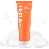 APRILSKIN Carrotene Clarifying Foam Cleanser bottle highlights gentle vegan cleansing for oily, sensitive skin.