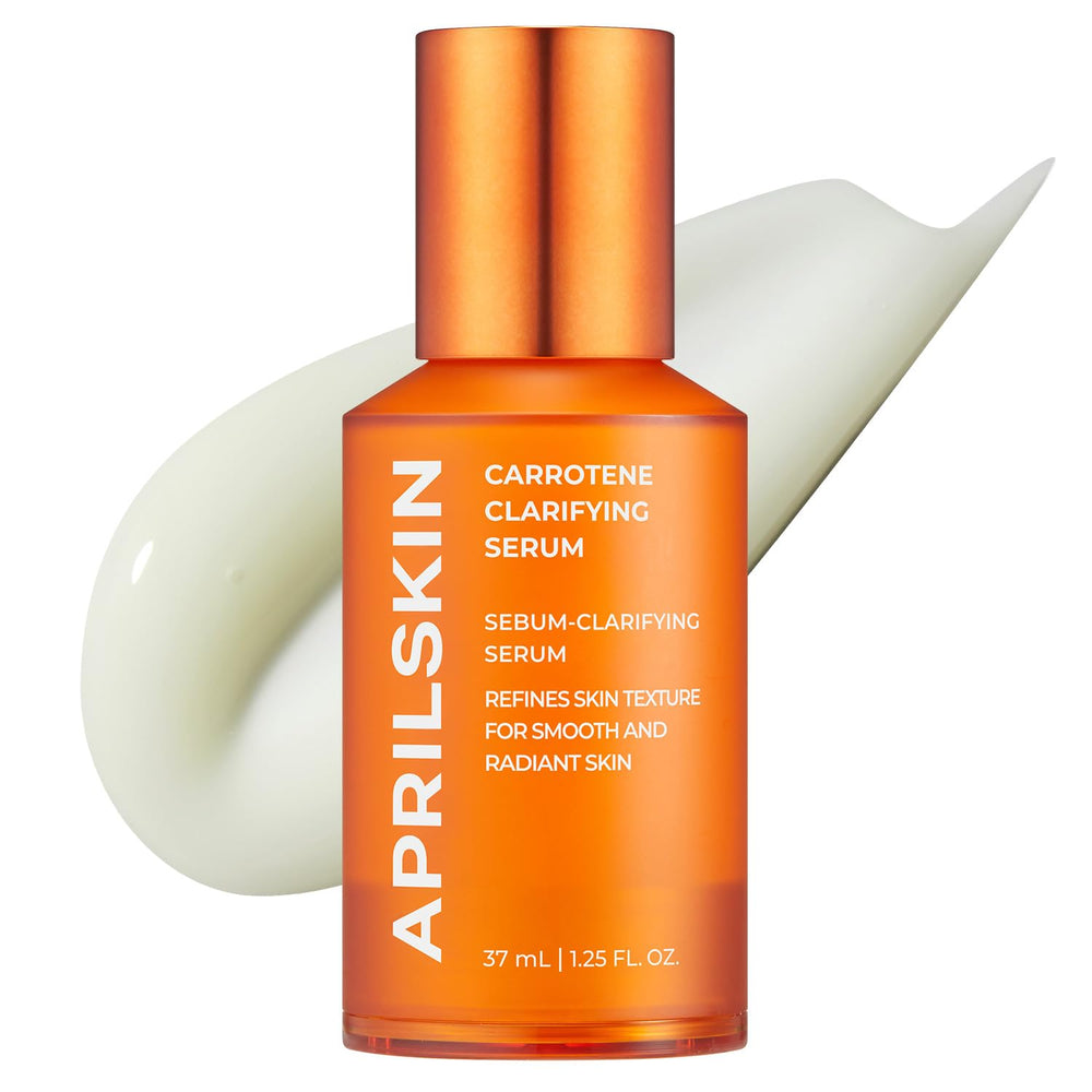 APRILSKIN Carrotene serum bottle shows soothing, hydrating formula.