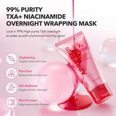 APRILSKIN TXA Niacinamide overnight-wrapping-mask jar closeup reveals rich texture for night-time nourishment