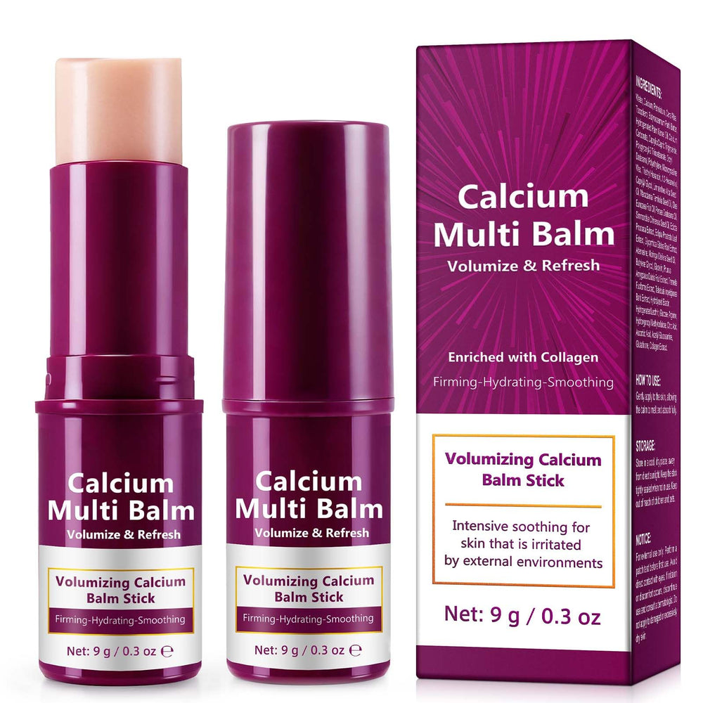APUUFYQC Calcium Multi Balm Stick 2-pack front packaging shows portable hydration for on-the-go skin support.