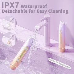Aqeqpt Lady Bikini Shaver IPX7 waterproof with water droplets for wet or dry use