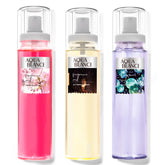 Aqua Blance body spray bottle closeup highlights a refreshing, long-lasting fragrance.