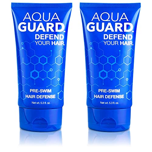 AQUA GUARD Pre-Swim Hair Defense bottle shown for chlorine protection before swimming.