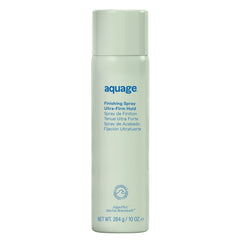 Aquage finishing spray bottle closeup highlights ultra-fine mist for even application