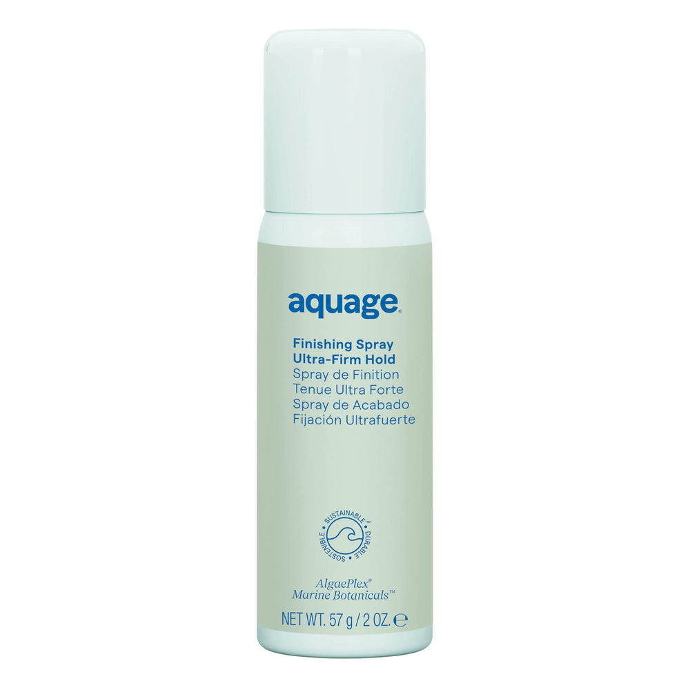 Aquage Finishing Spray travel-size bottle provides on-the-go hold and shine.