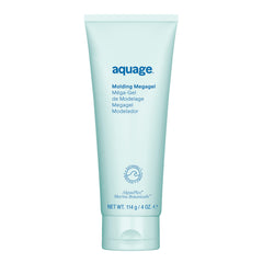 Aquage Molding Megagel bottle closeup shows versatile high-hold gel for sleek styles