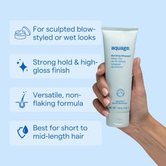 Aquage Molding Megagel gel dispensing shot highlights easy application for precise styling control