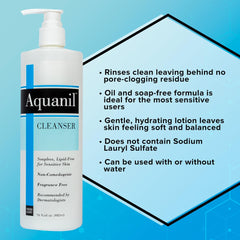 Aquanil cleanser ingredient close-up emphasizes the 7-ingredient gentle formula