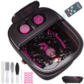 Aqvesane collapsible foot bath remote control view for convenient heat and timer adjustments.