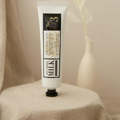 Archipelago Botanicals hand creme application scene suggests quick absorption after washing.