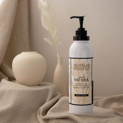 Archipelago Botanicals Oat Milk Lotion pump dispense demonstrates easy daily moisturization.