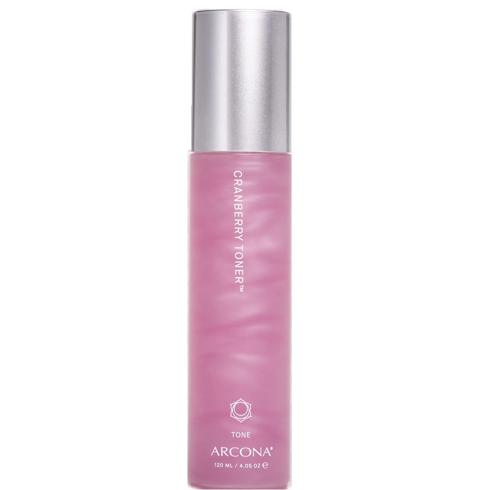 ARCONA Cranberry Extract and Rice Toner bottle glowing with hydrating brightness
