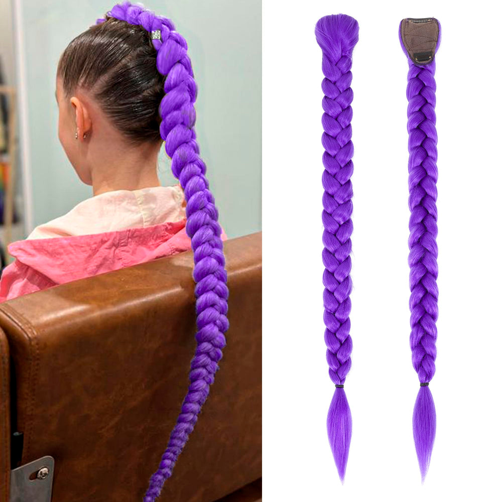 Arcpor long purple braids 26-inch clip-in ponytail for dramatic cosplay looks