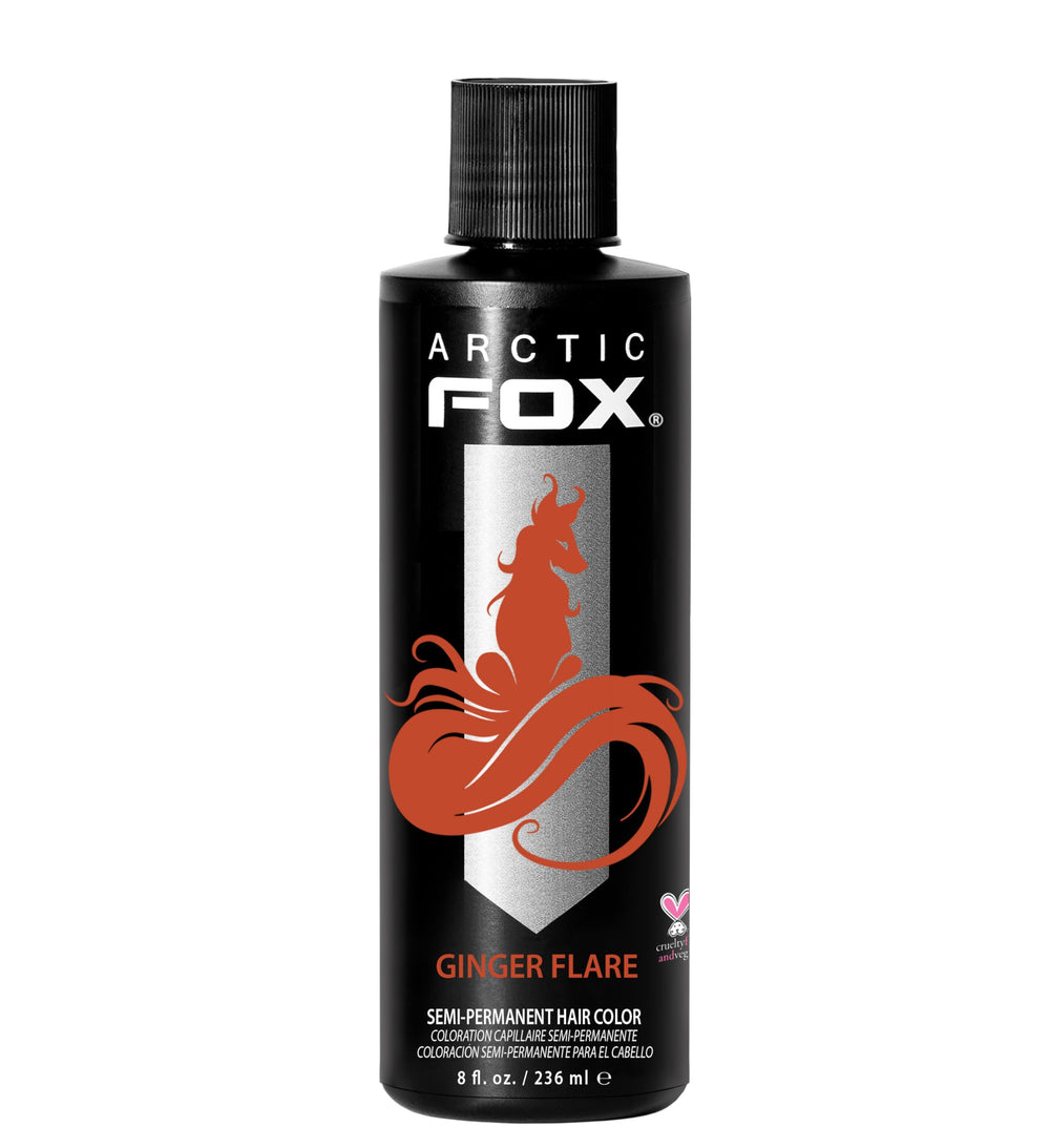 ARCTIC FOX Ginger Flare bottle shows vibrant orange shade for bold looks.