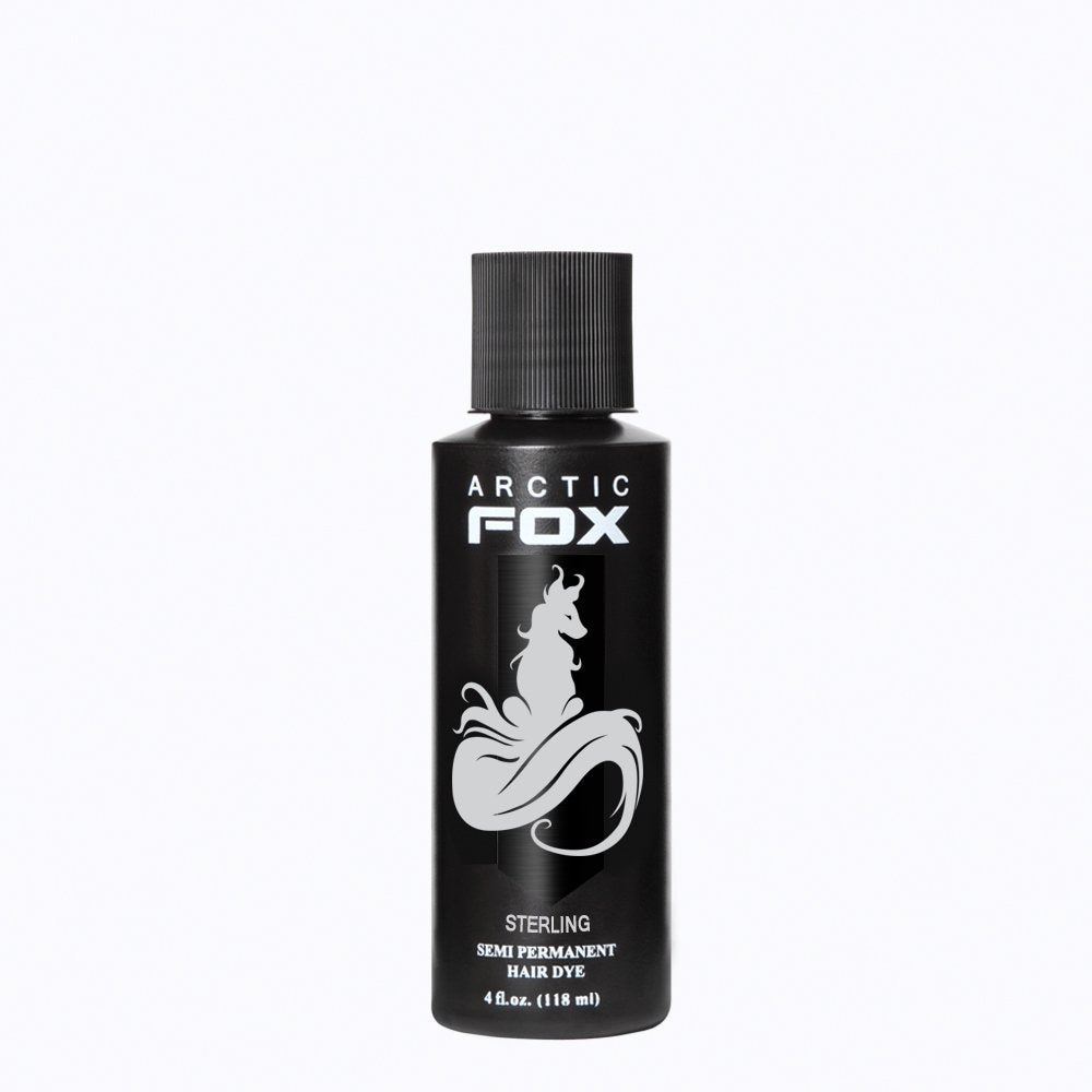 ARCTIC FOX Sterling bottle pour demonstrates color-ready formula for vibrant, fade-resistant silver tones.