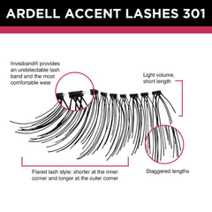 Ardell Accent Half Lashes 301 natural-look deliver subtle fullness for everyday elegance.
