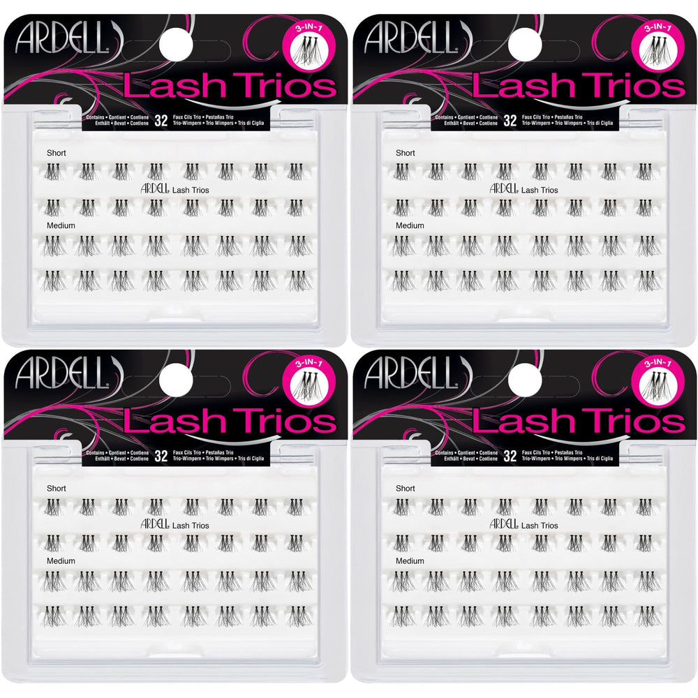 Ardell Cluster Lashes Trios on Invisiband in black, 4-pack for customizable natural to dramatic looks.