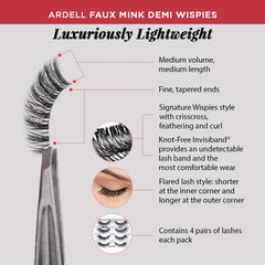 Ardell Faux Mink Demi Wispies application-step guide image shows easy placement.